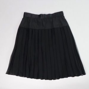 Ikraam Black Silk Pleated A-line Skirt